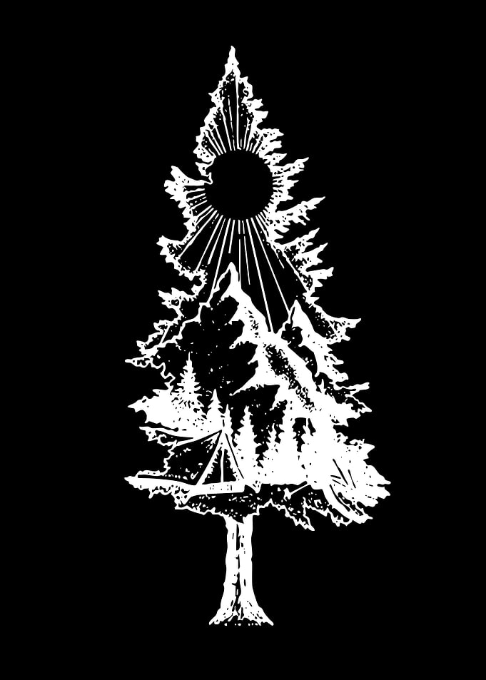 Camping in the Pine Tree Silhouette
