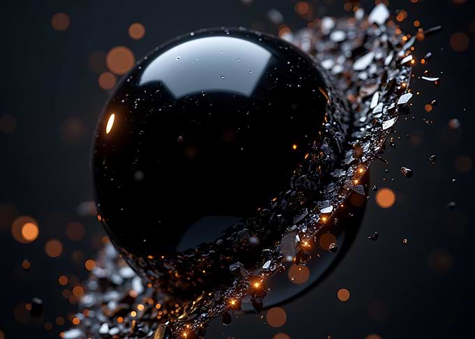 Abstract Black Sphere with Debris Ring