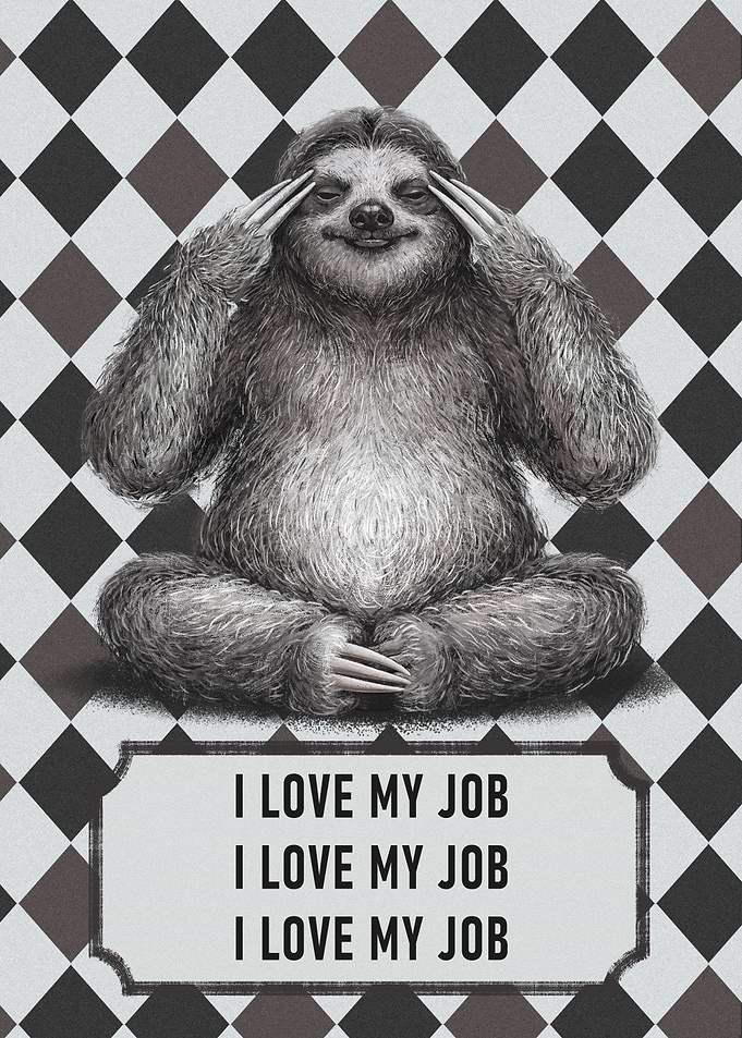 Meditating Sloth 'I Love My Job'