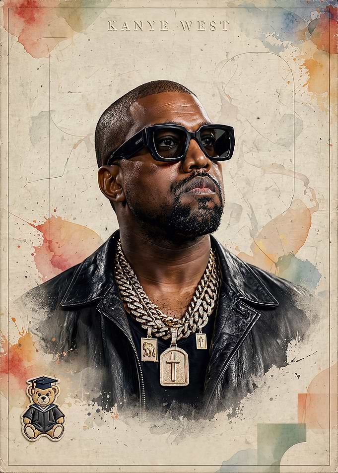 Kanye West Watercolor Portrait Poster