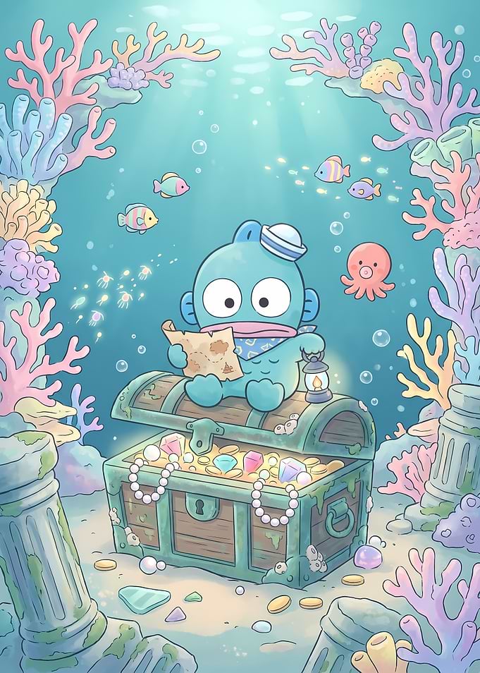 Hangyodon Treasure Hunt Underwater Illustration