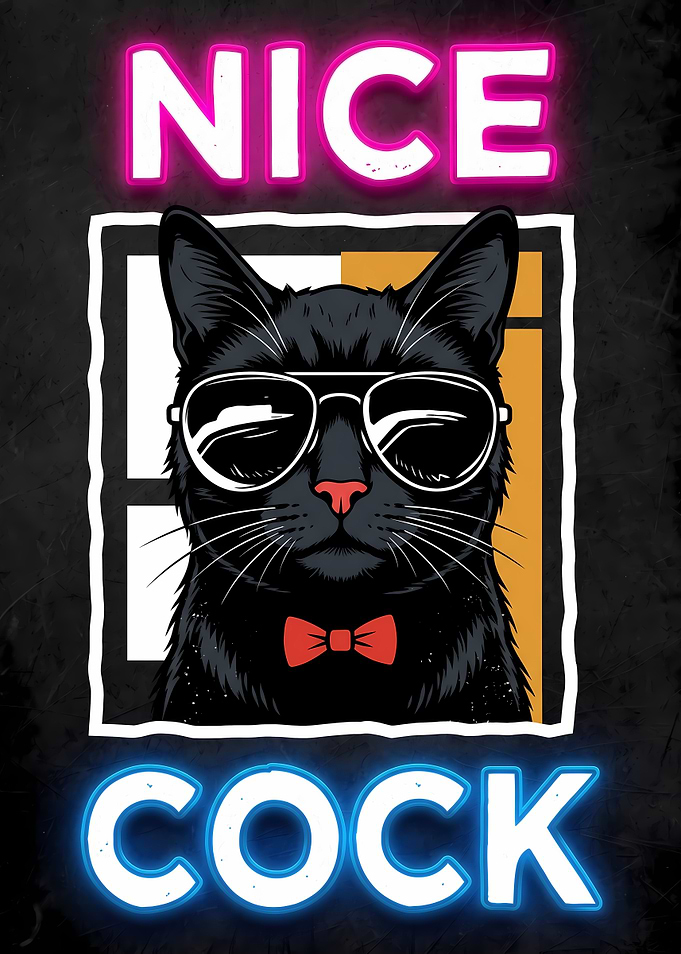 Cool Cat Neon Sign Style Poster