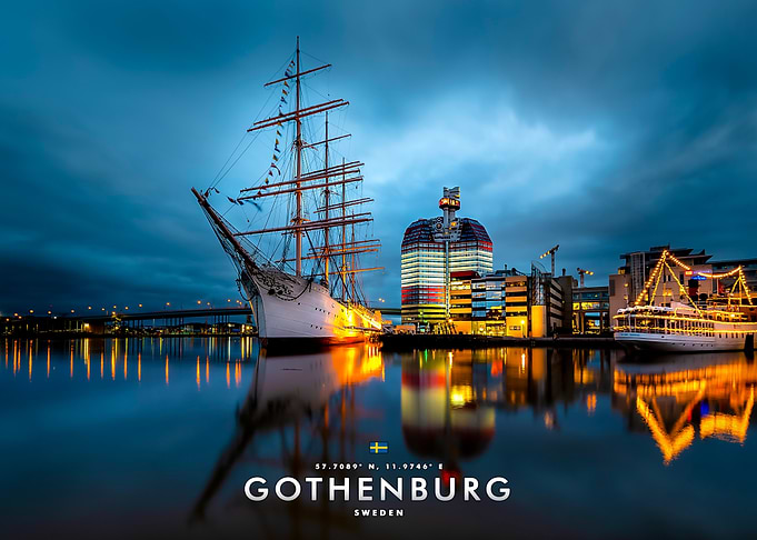 Gothenburg Harbor at Twilight