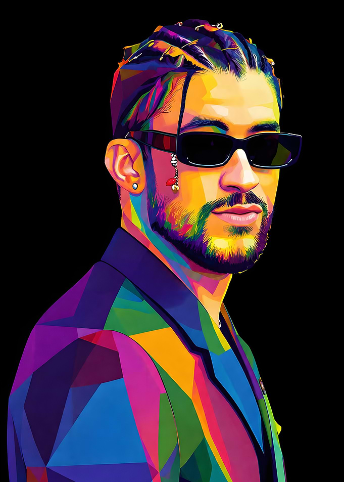 Bad Bunny Geometric Pop Art Portrait