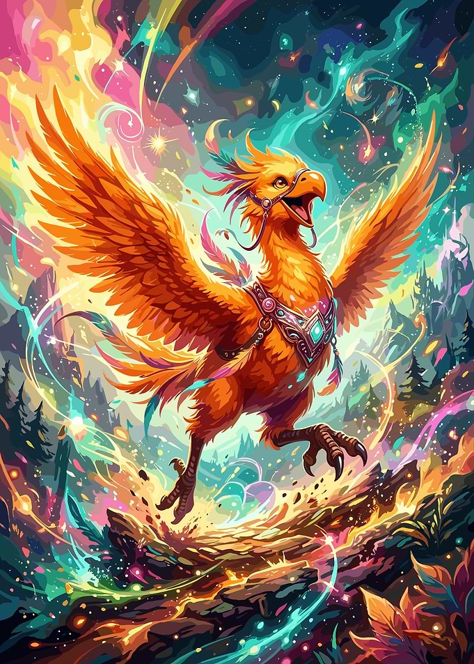 Vibrant Chocobo Fantasy Art