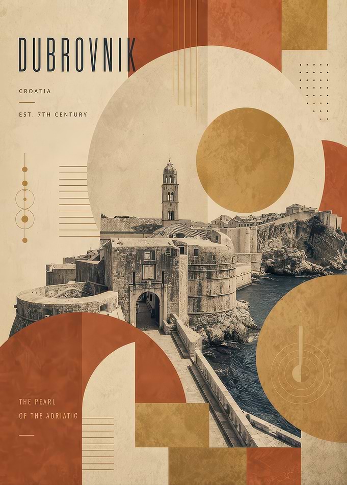 Dubrovnik Croatia Vintage Travel Poster