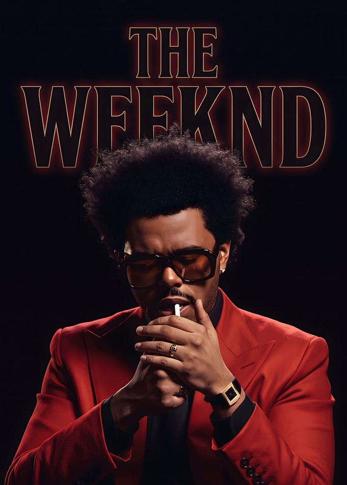 The Weeknd Red Suit Portrait