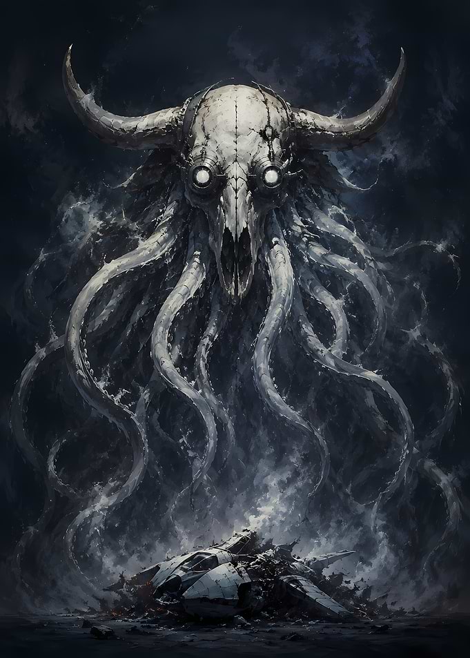 Eldritch Horror Looming Over Crashed Spaceship