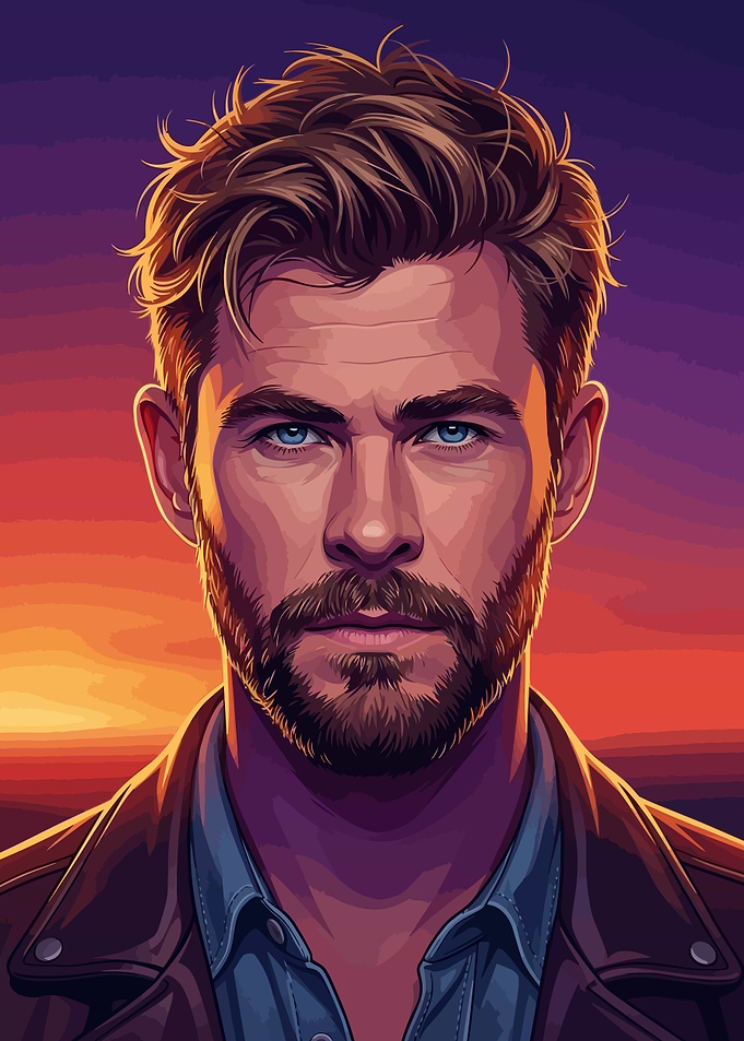 Chris Hemsworth Portrait at Sunset