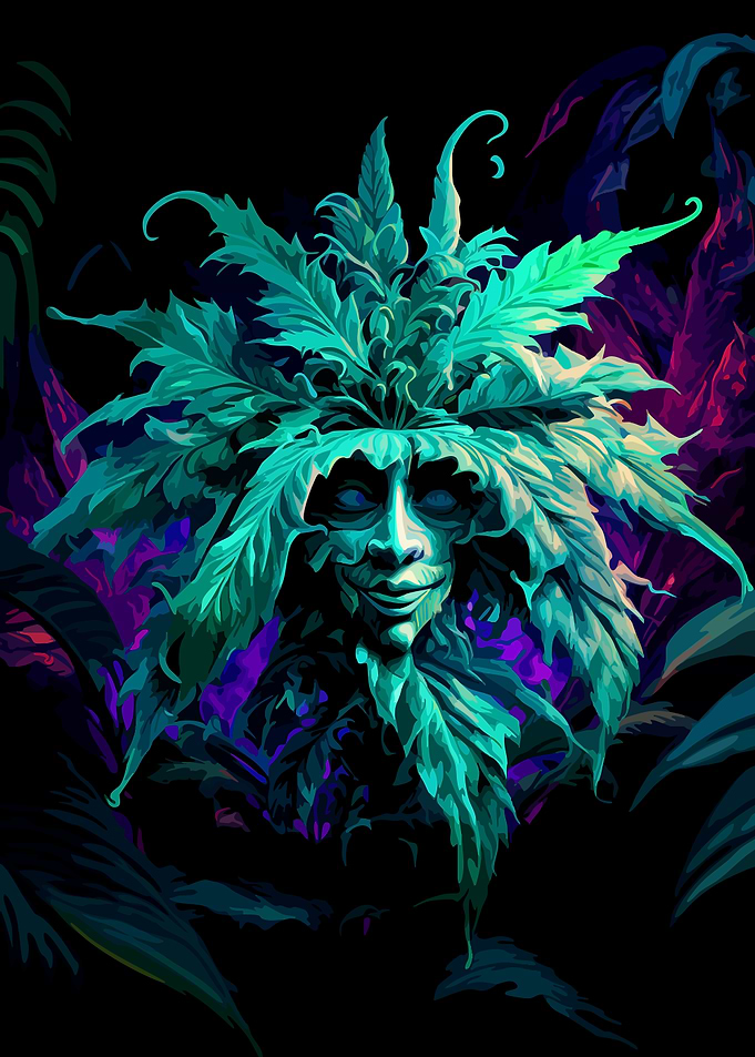 Mystical Green Leaf Spirit Portrait