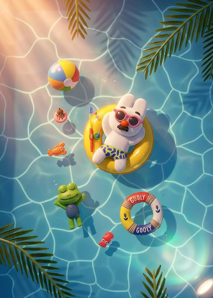 Cute cony Relaxing in Pool