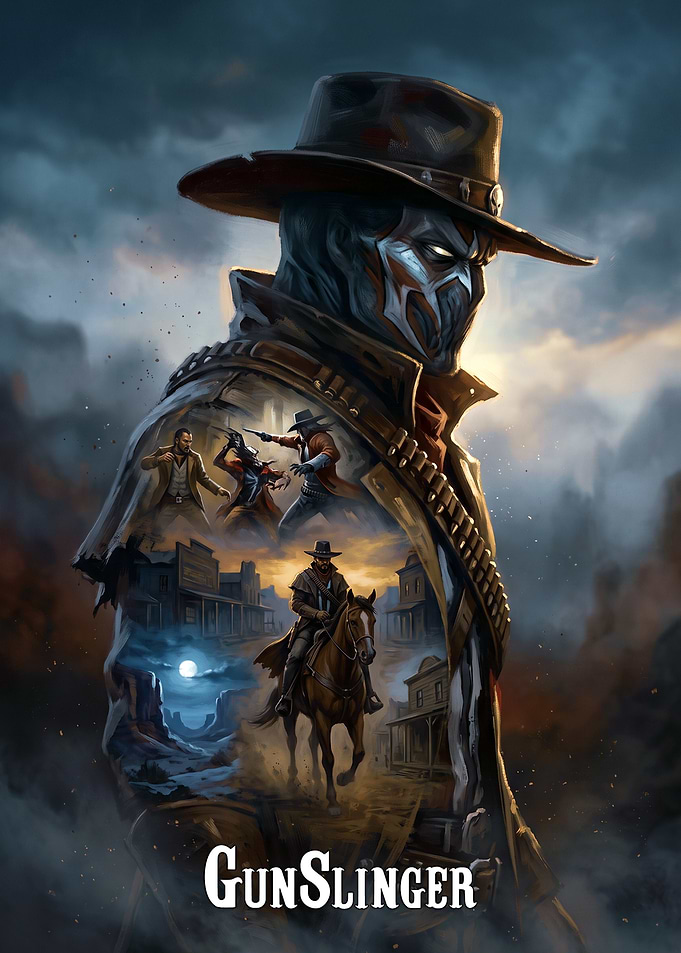 Gunslinger Western Fantasy Art Poster