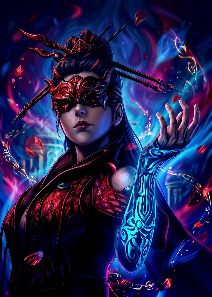 Mystical Masked Sorceress Digital Art
