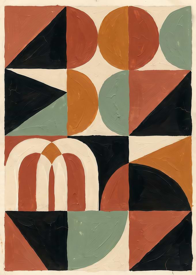 Modern Geometric Balance in Earth Tones