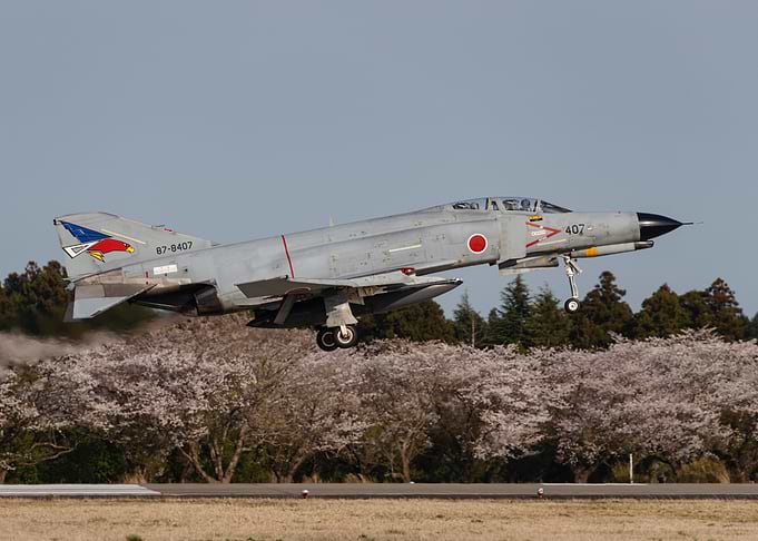 Spring Arrival F4 Phantom and Sakura at Hyakuri Air Base
