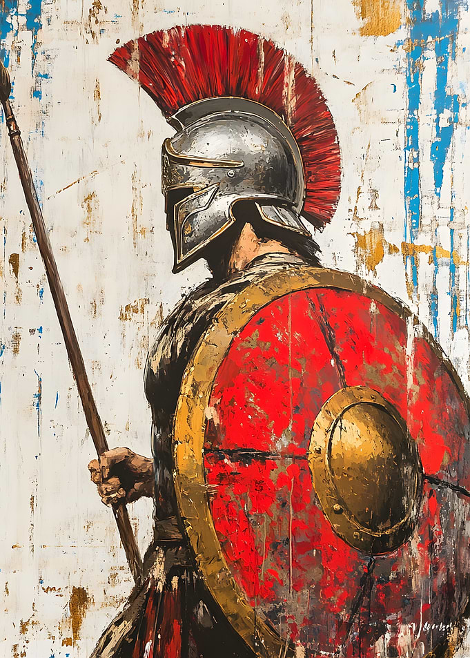 Spartan Warrior Abstract Oil Painting