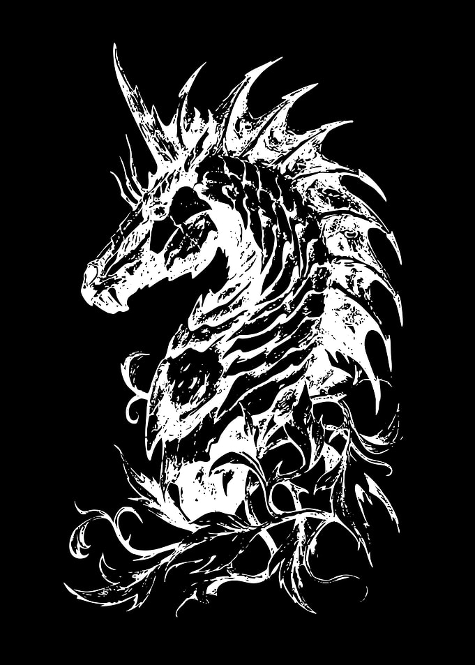 Gothic Tribal Unicorn Illustration