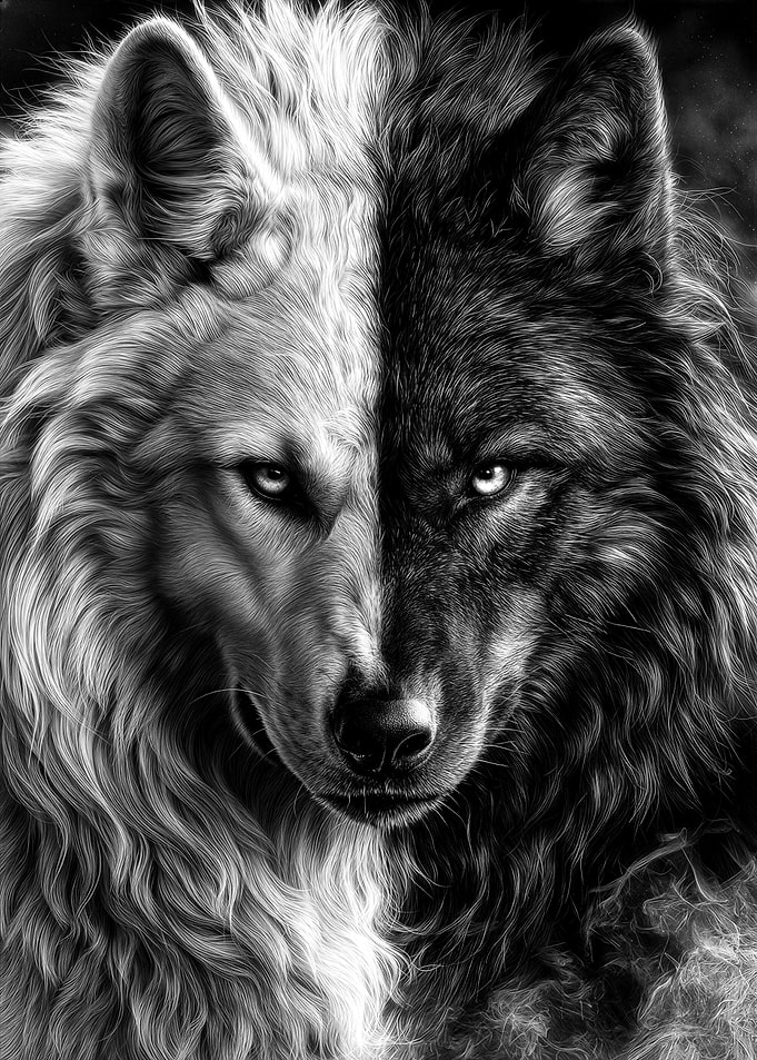 Dual Tone Wolf Portrait