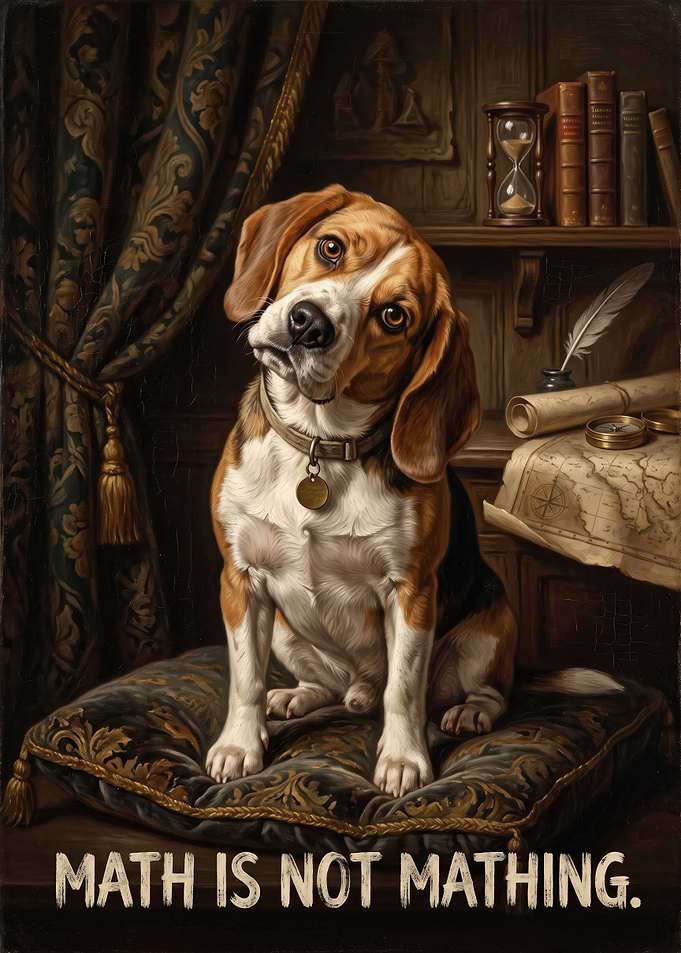 Confused Beagle Math Meme Poster