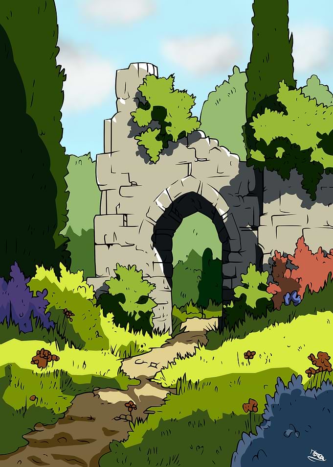 Ancient Stone Archway in Garden