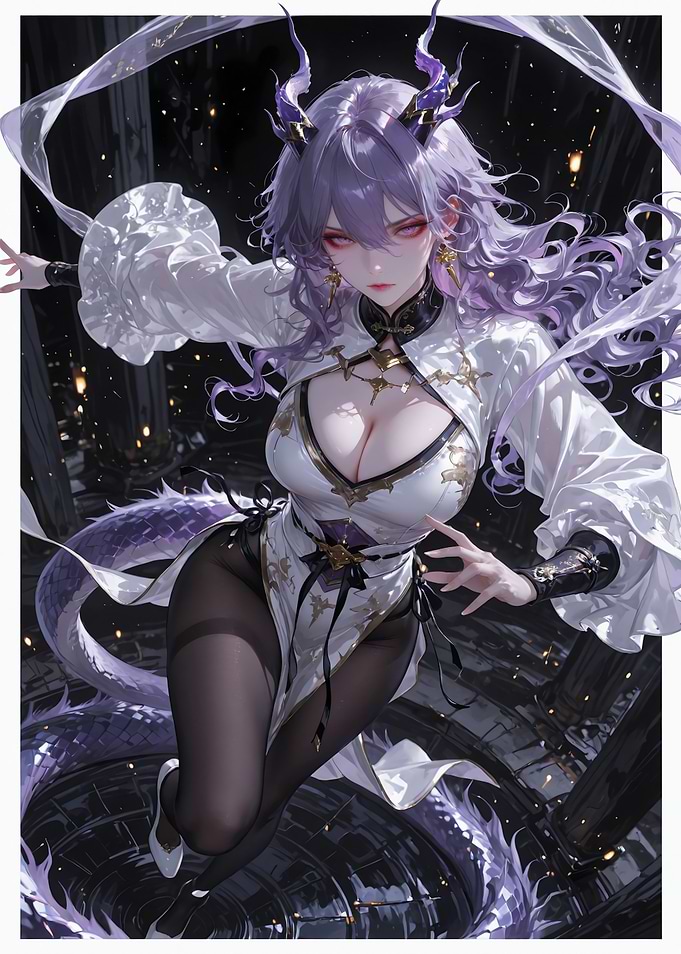 Elegant Dragon Girl Fantasy Illustration