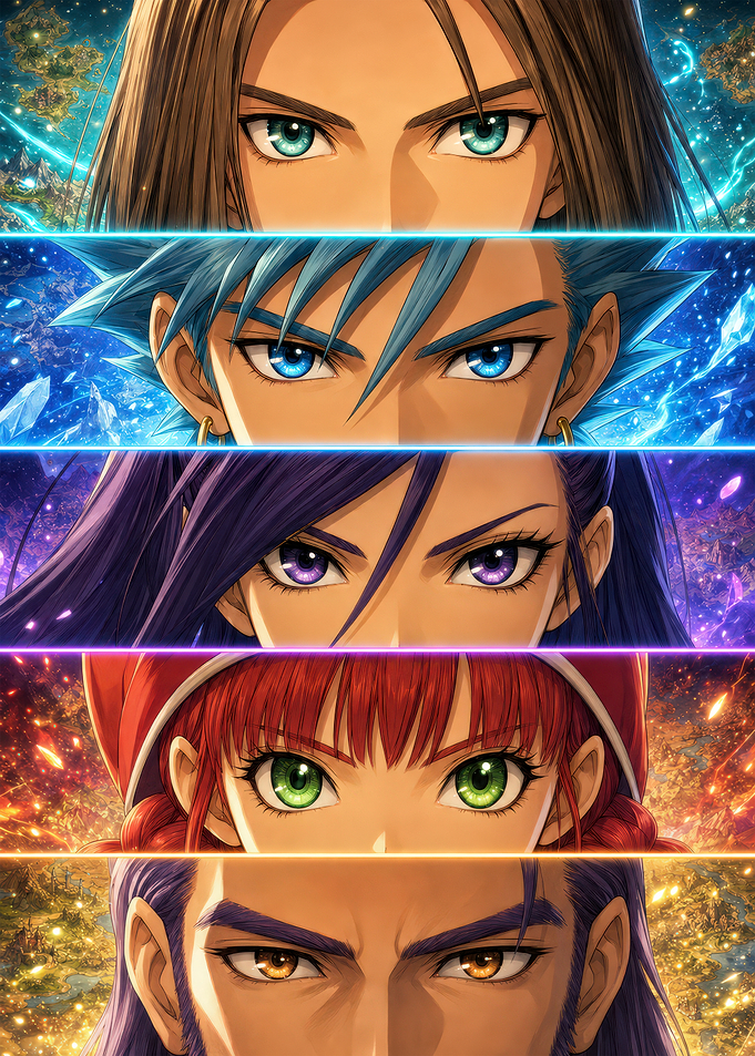 Dragon Quest Heroes Character Eyes Collage