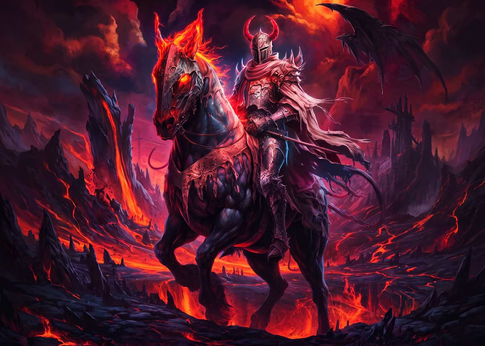 Dark Knight on Flaming Horse