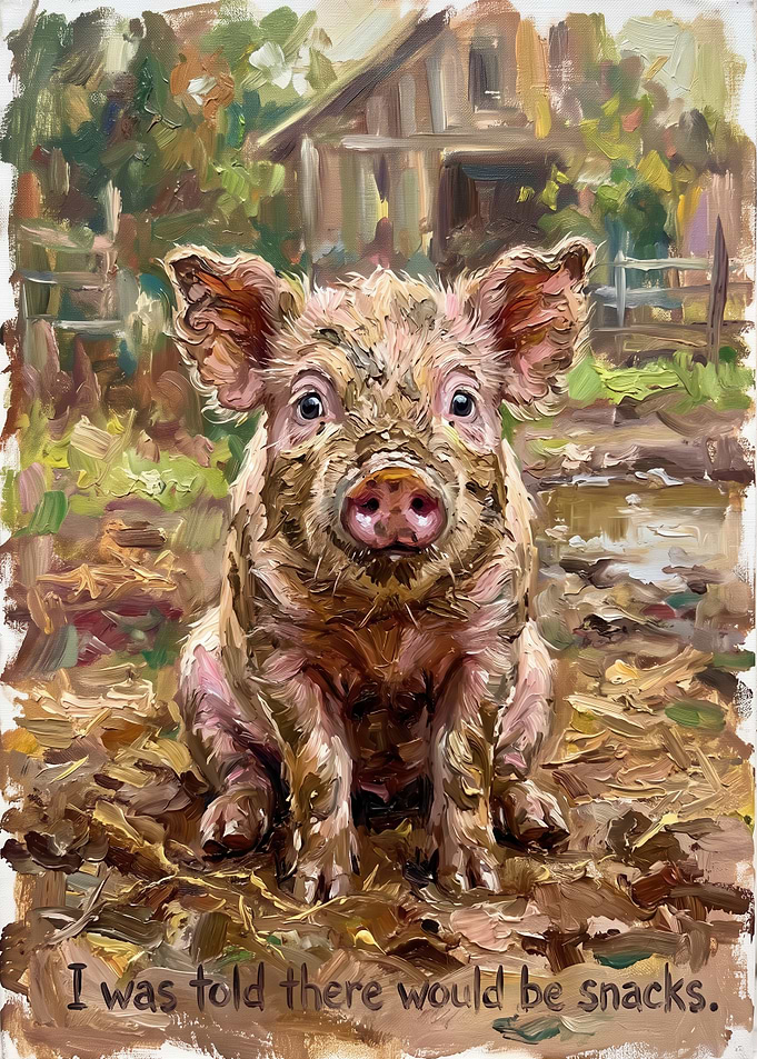 Muddy Piglet Waiting for Snacks