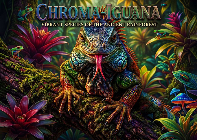 Chroma-Iguana Vibrant Rainforest Poster