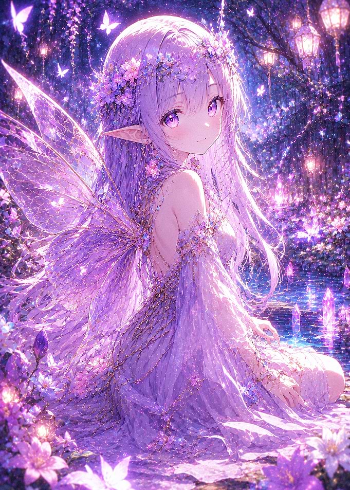 Enchanting Purple Fairy in Magical Forest