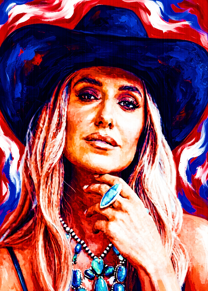 Vibrant Pop Art Cowgirl Portrait