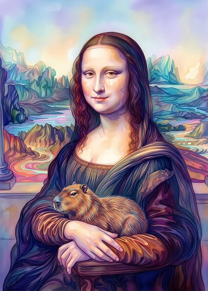 Mona Lisa Holding a Capybara