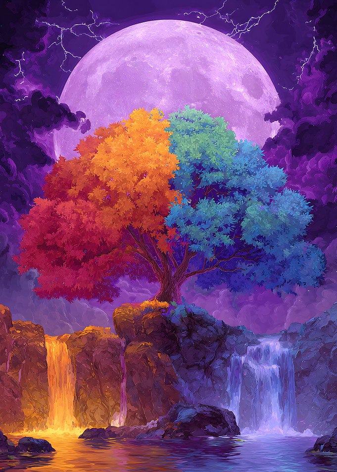 Duality Tree Under Purple Moon