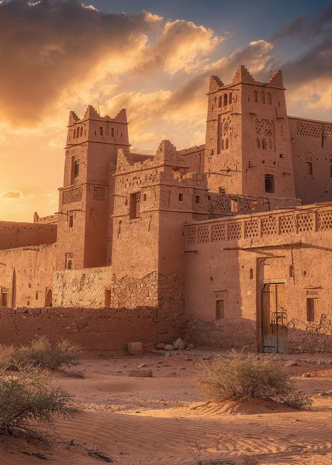 Ancient Moroccan Kasbah at Sunset