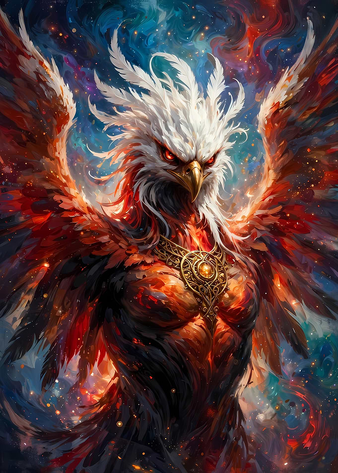 Majestic Fiery Phoenix Warrior Portrait
