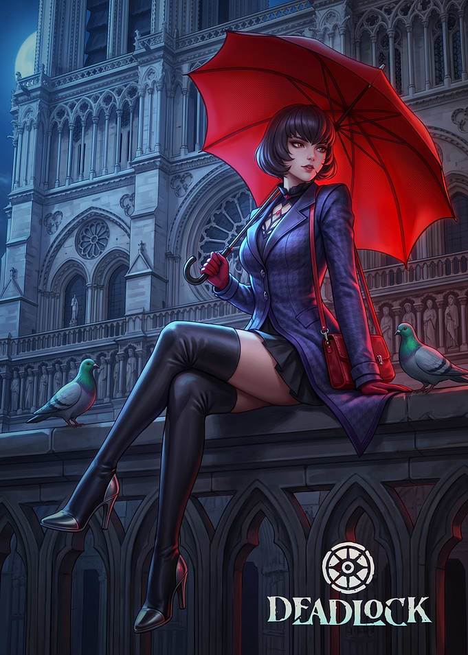 Deadlock character with red umbrella
