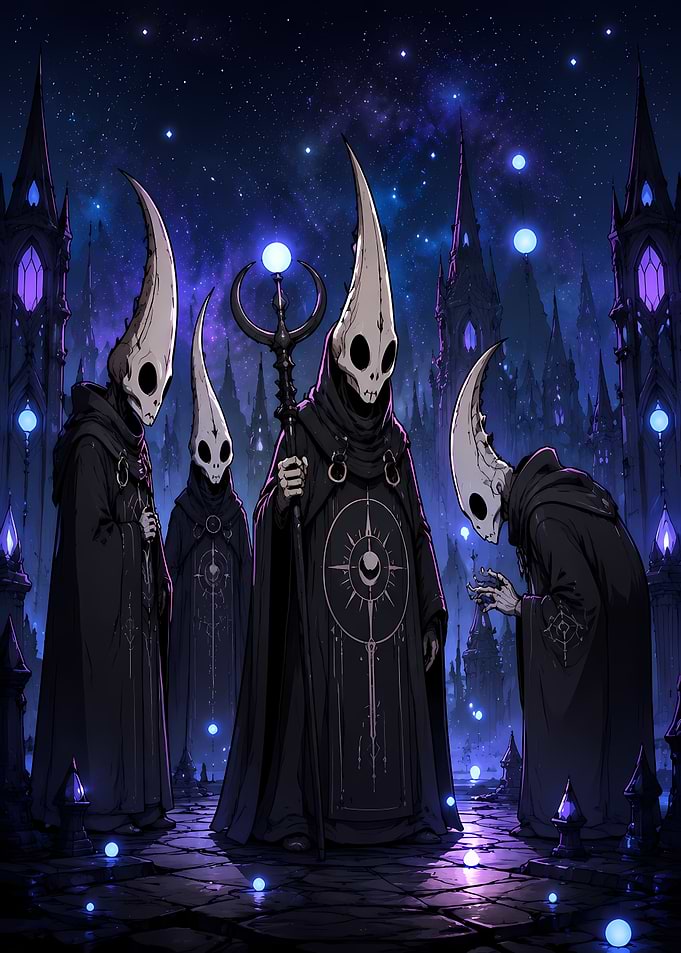 Dark Fantasy Cultists in Night Setting