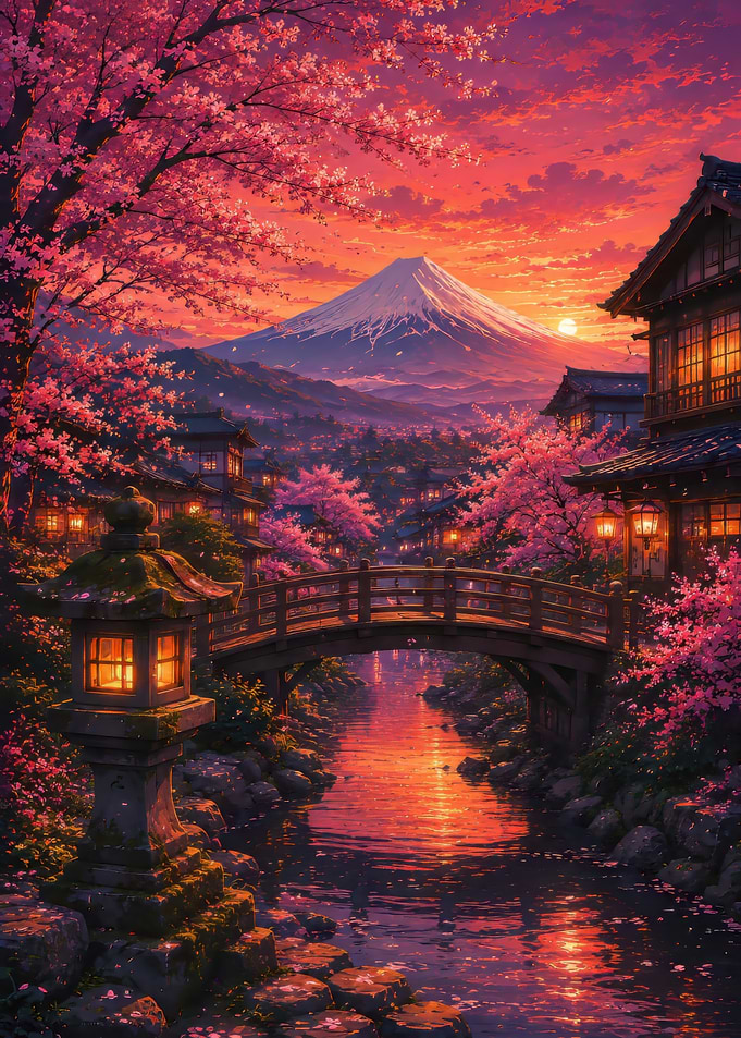 Serene Japanese Sunset Landscape