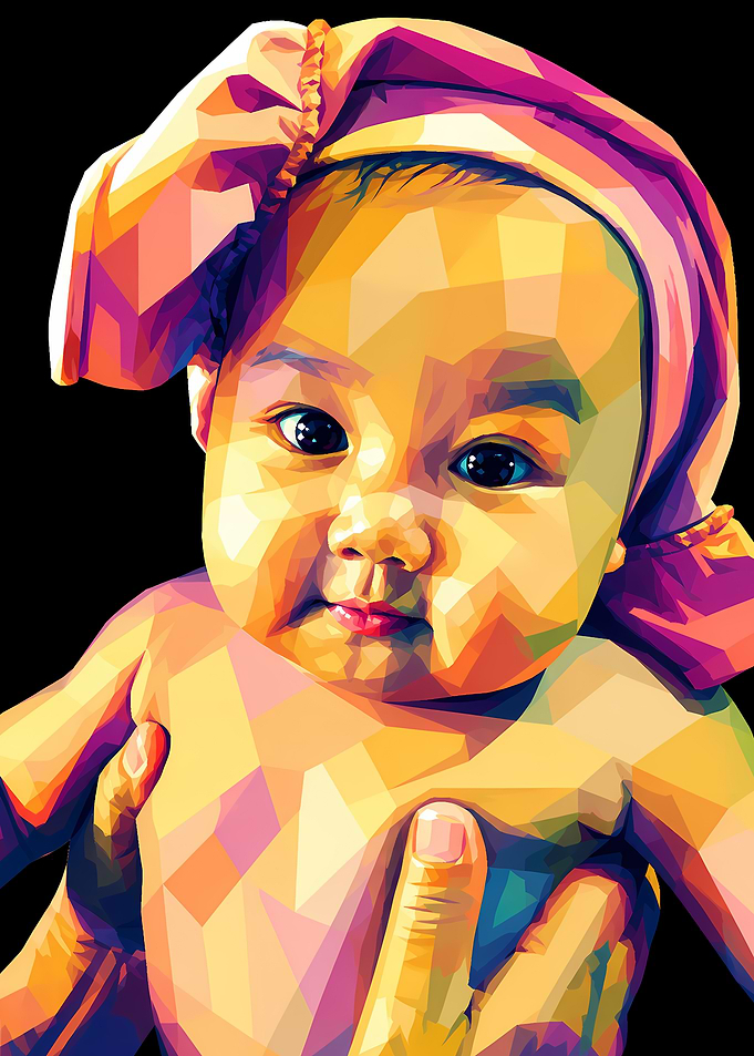 Low Poly Colorful Baby Portrait