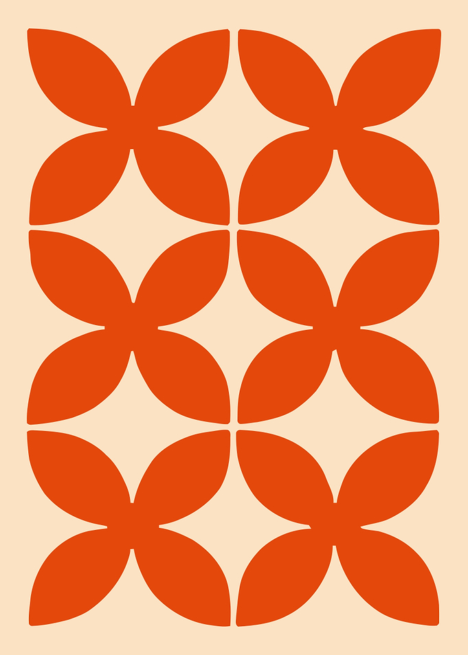 Mid-Century Modern Orange Floral Pattern