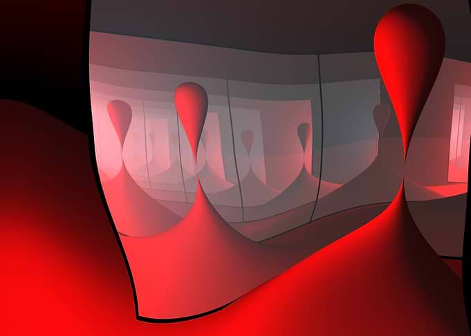 Abstract Red Globs mirrored