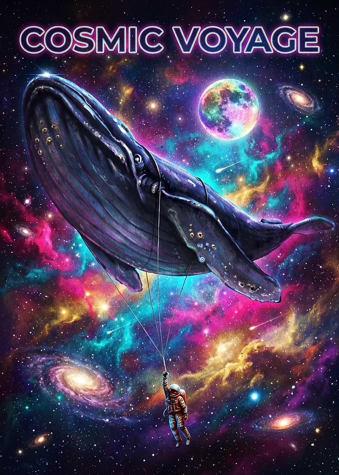 Cosmic Voyage Astronaut and Whale