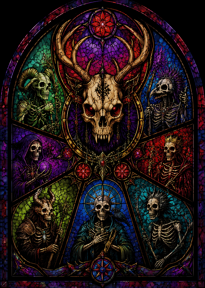 Gothic Stained Glass Skeleton Pantheon