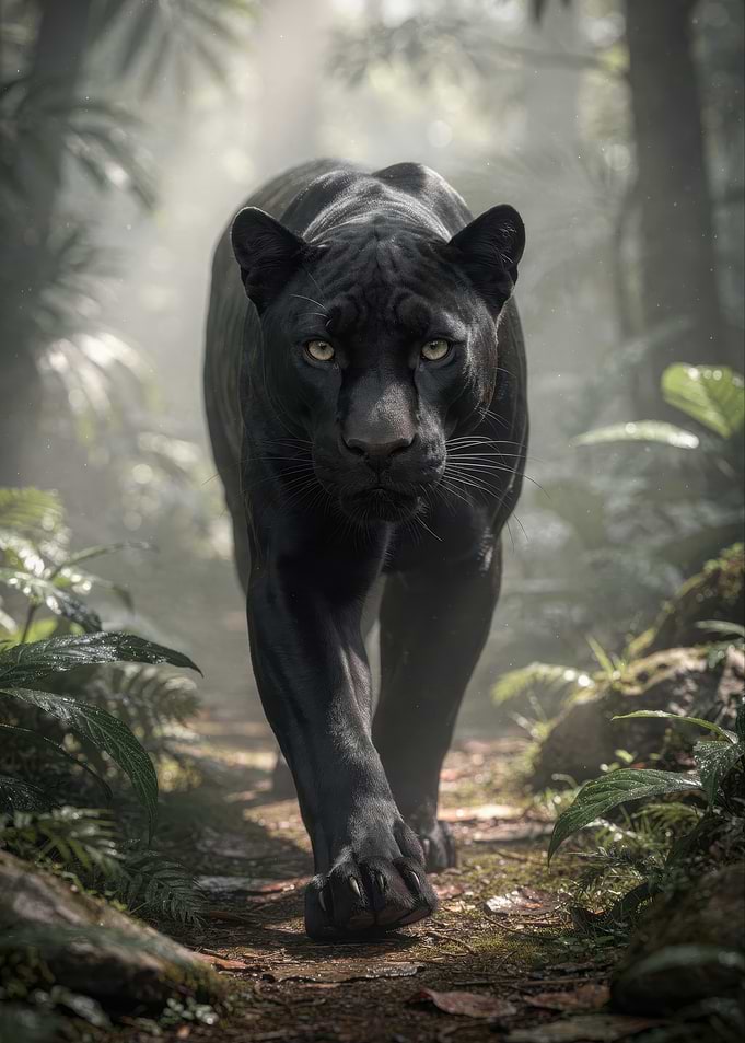 Majestic Black Panther in Jungle