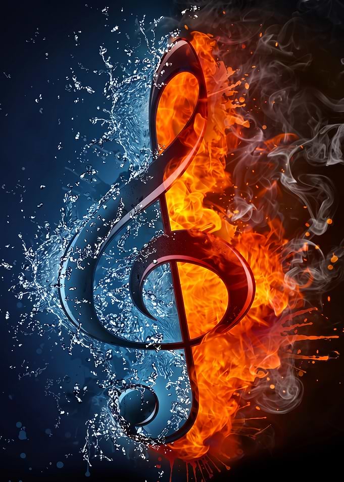 Treble Clef Fire and Water Fusion