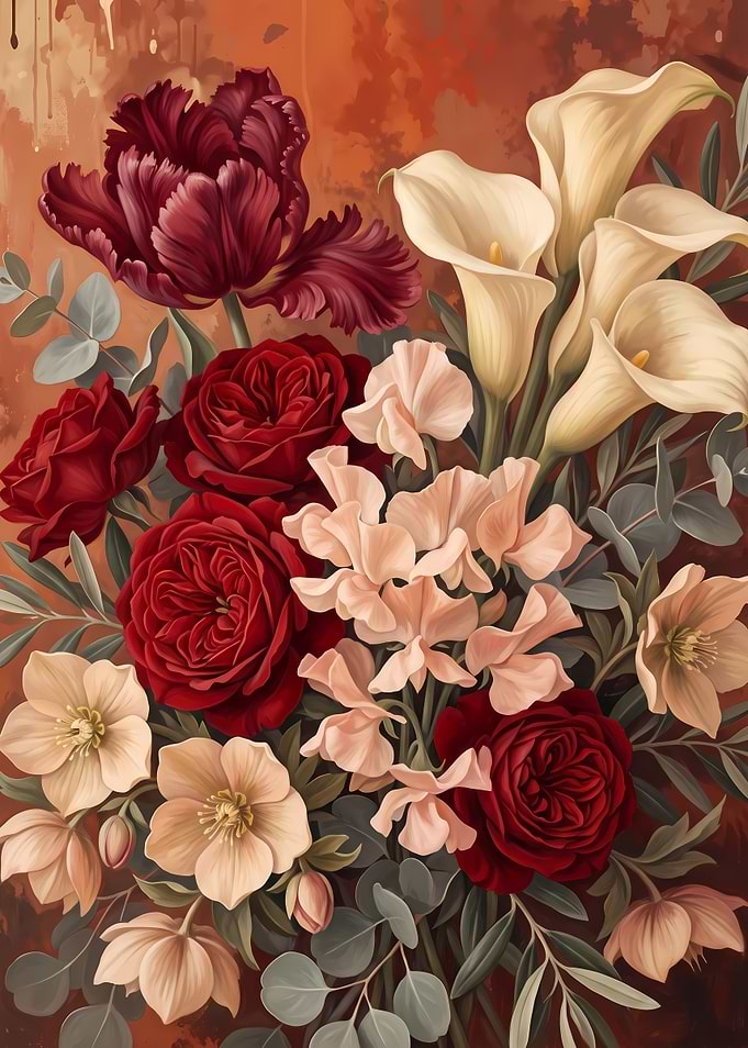 Elegant Floral Bouquet with Deep Reds