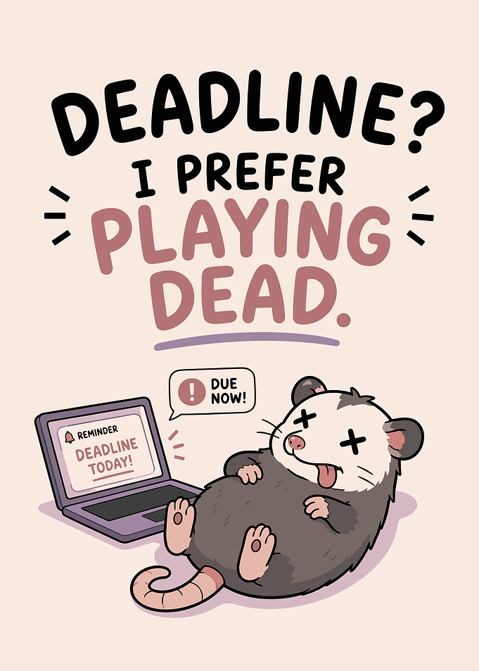 Deadline? - Funny Opossum Office Art
