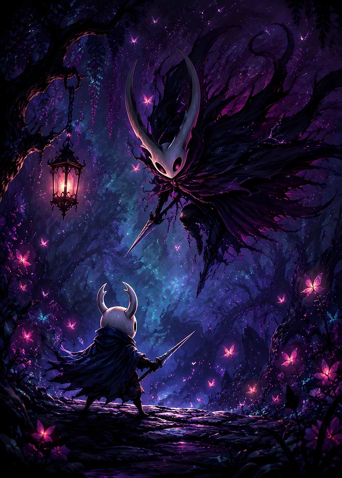 Hollow Knight Battle in Dark Forest