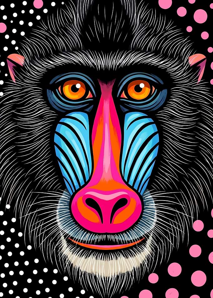 Vibrant Pop Art Mandrill Portrait