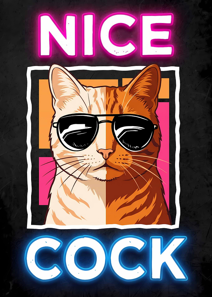Cool Cat Neon Style Graphic